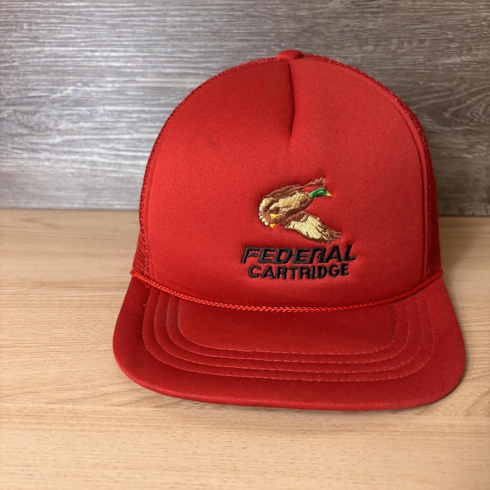 VINTAGE Federal Cartridge Hat Cap Snap Back Mens One Size Trucker Hunting 90s